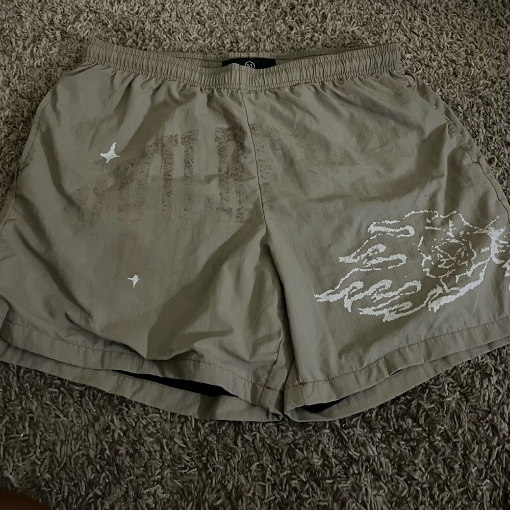 Men's Tan Shorts with Graphic Design